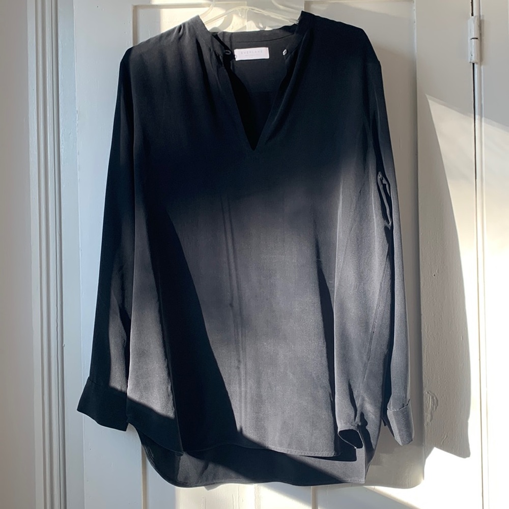 Everlane black 100% silk tunic top